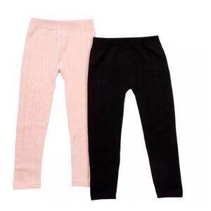 One Step Up Kids Fleece Lined 2-piece Pink and Black Leggings Sz 4-6X